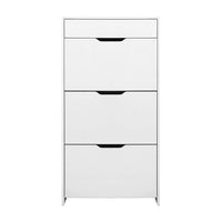 Shoe Cabinet 3 Tier Shoes Storage Drawer High Gloss White Rack Shelf