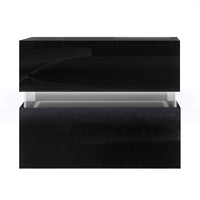 Bedside Table 2 Drawers RGB LED Side Nightstand High Gloss Cabinet Black