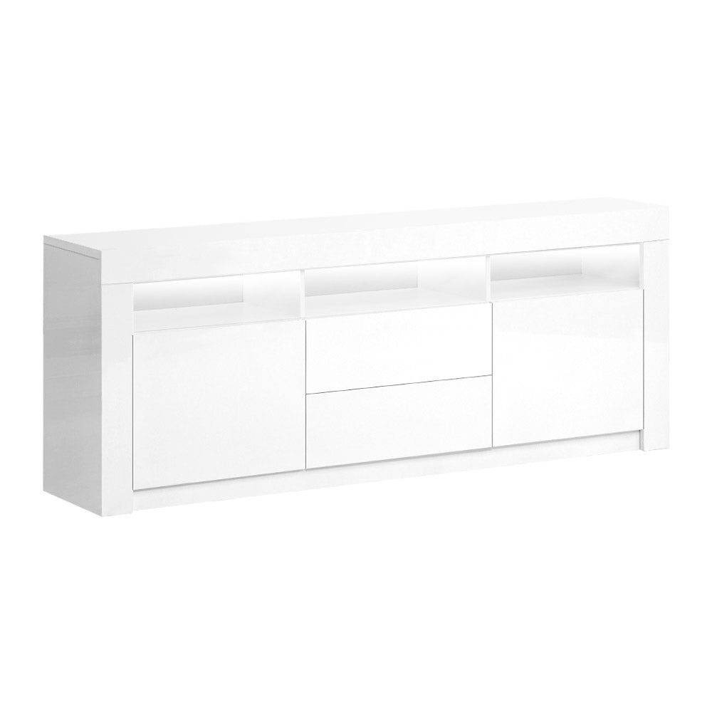 TV Cabinet Entertainment Unit Stand RGB LED Gloss Drawers 160cm White