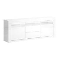 TV Cabinet Entertainment Unit Stand RGB LED Gloss Drawers 160cm White