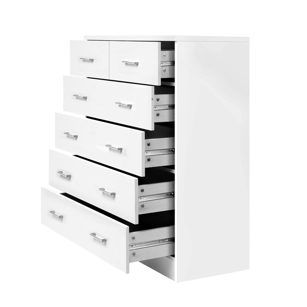 Tallboy Dresser Table 6 Chest of Drawers Cabinet Bedroom Storage White