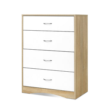 4 Chest of Drawers Tallboy Dresser Table Bedroom Storage White Wood Cabinet