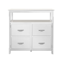 White Hallway Sidetable with 4 Drawers and Shelf