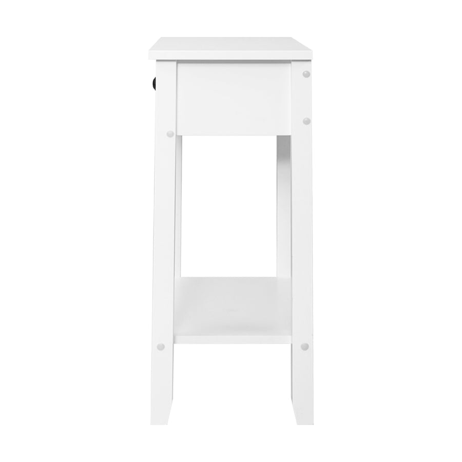 Bedside Tables Drawer Side Table Nightstand White Storage Cabinet White Shelf