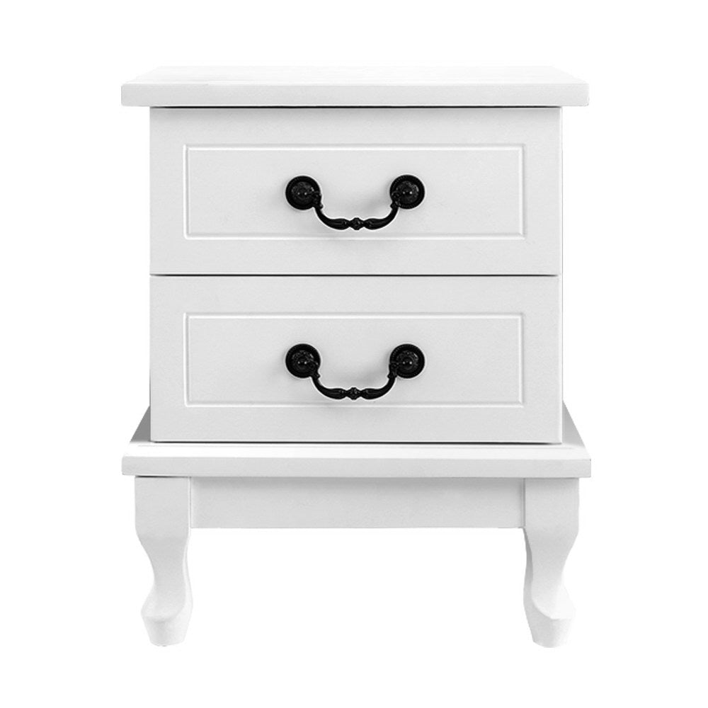 White Bedside Table with 2 Drawers