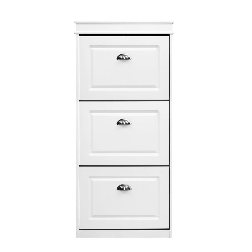 White Shoe Cabinet Tallboy With Drawers - Large