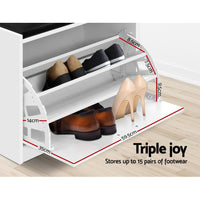 Shoe Cabinet Bench Shoes Storage Rack Organiser Drawer White 15 Pairs