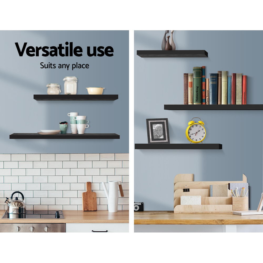 3 Piece Floating Wall Shelves - Black