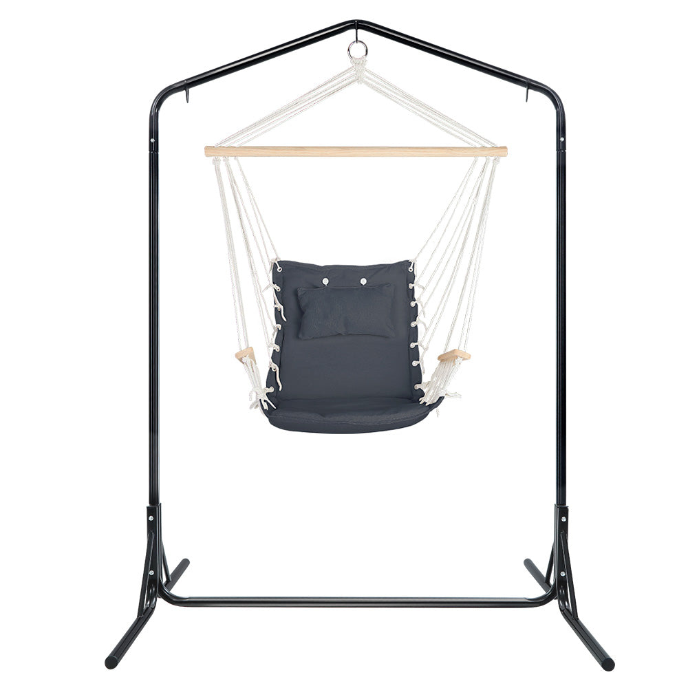Outdoor Hammock Chair with Stand Swing Hanging Hammock Garden Grey