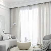 Nordic Woven Draped Curtains - Pearl White