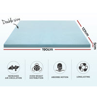 Cool Gel Memory Foam Mattress Topper w/Bamboo Cover 5cm - Double