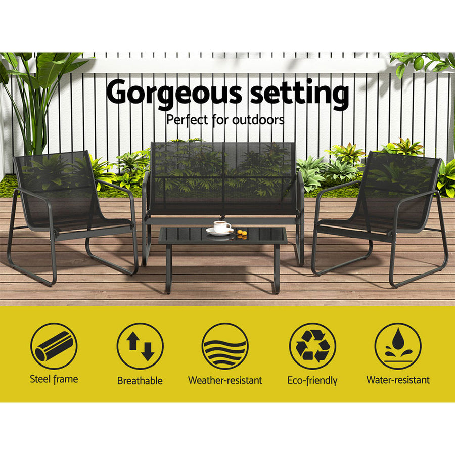 Gardeon Outdoor Lounge Setting Garden Patio Furniture Textilene Sofa Table Chair