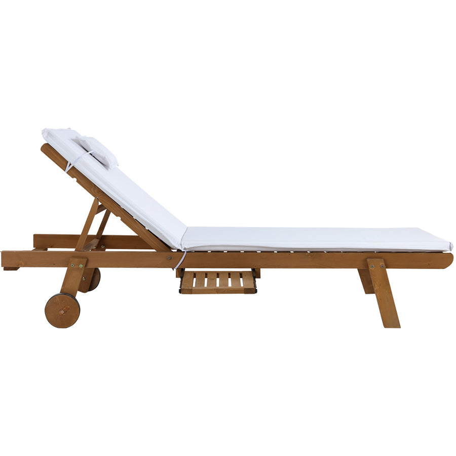 Sun Lounge Wooden Lounger Day Bed - White