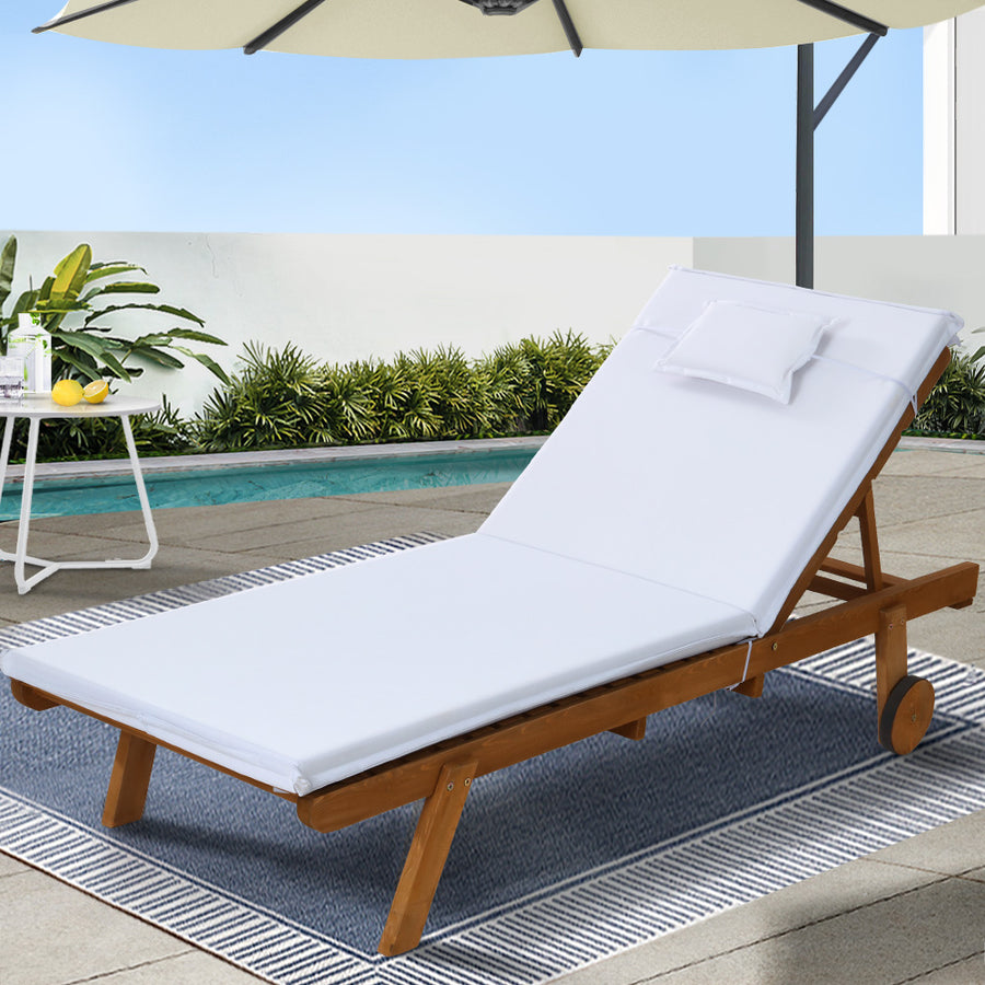 Sun Lounge Wooden Lounger Day Bed - White