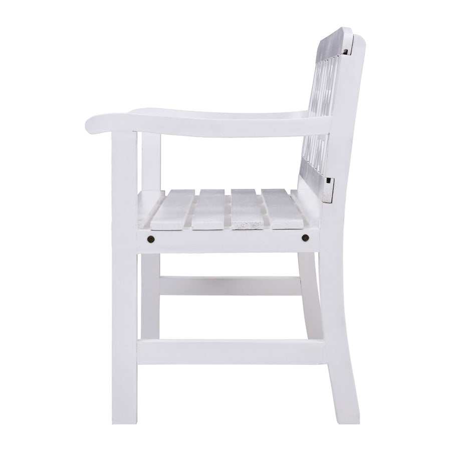 Wooden Garden Bench 2 Seat Patio Furniture Timber Outdoor Lounge Chair White