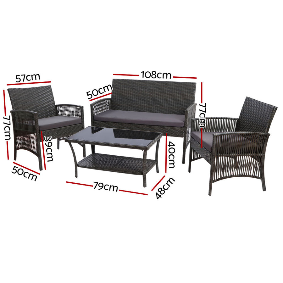 Gardeon Outdoor Furniture Dining Set Outdoor Lounge Setting Rattan Patio Grey