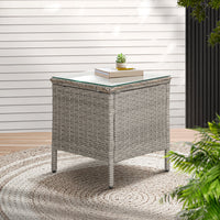 Side Table Coffee Patio Desk Outdoor Furniture Rattan Indoor Garden Grey