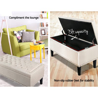 Storage Ottoman Blanket Box Fabric Chest Footstool Foot Stool Bench Taupe