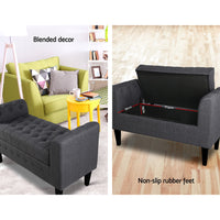 Fabric Storage Ottoman - Grey