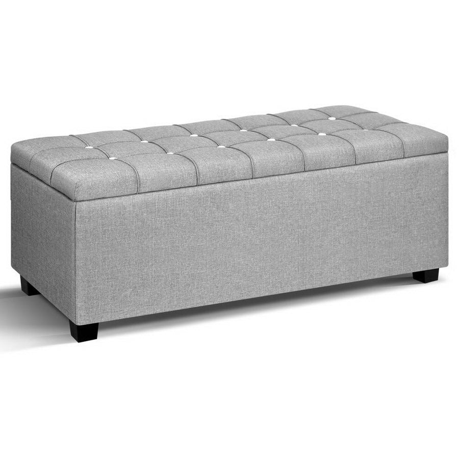 Storage Ottoman Footstool Blanket Box Foot Stool Bench Toy Seat Grey