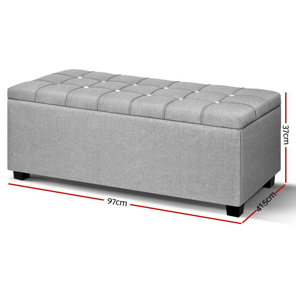 Storage Ottoman Footstool Blanket Box Foot Stool Bench Toy Seat Grey