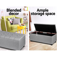 Storage Ottoman Footstool Blanket Box Foot Stool Bench Toy Seat Grey