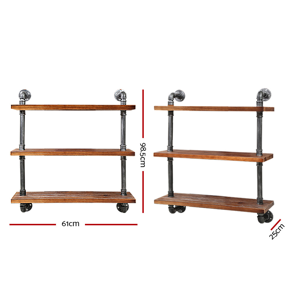 Display Shelves Wall Brackets Bookshelf Industrial DIY Pipe Shelf Rustic