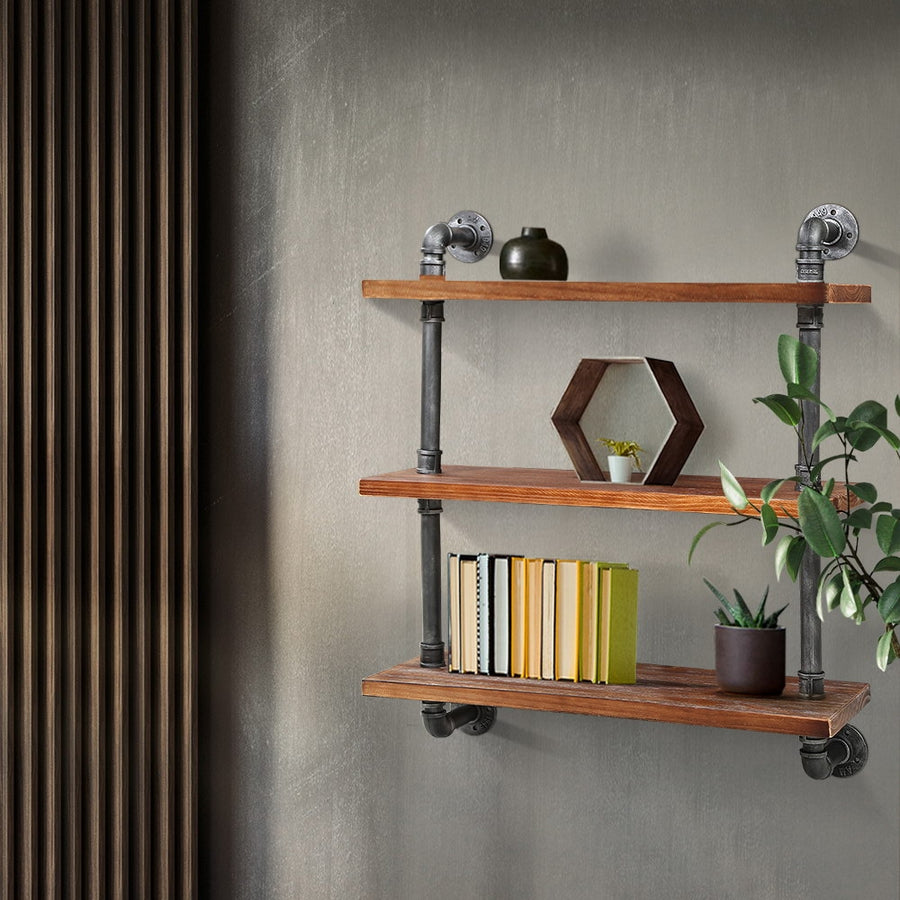 Display Shelves Wall Brackets Bookshelf Industrial DIY Pipe Shelf Rustic