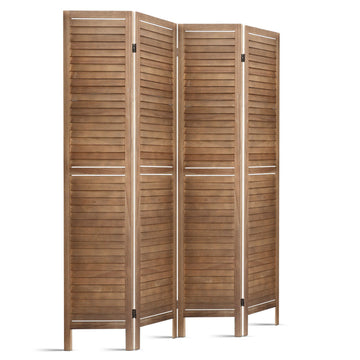 Room Divider Privacy Screen Foldable Partition Stand 4 Panel Brown