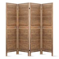 Room Divider Privacy Screen Foldable Partition Stand 4 Panel Brown