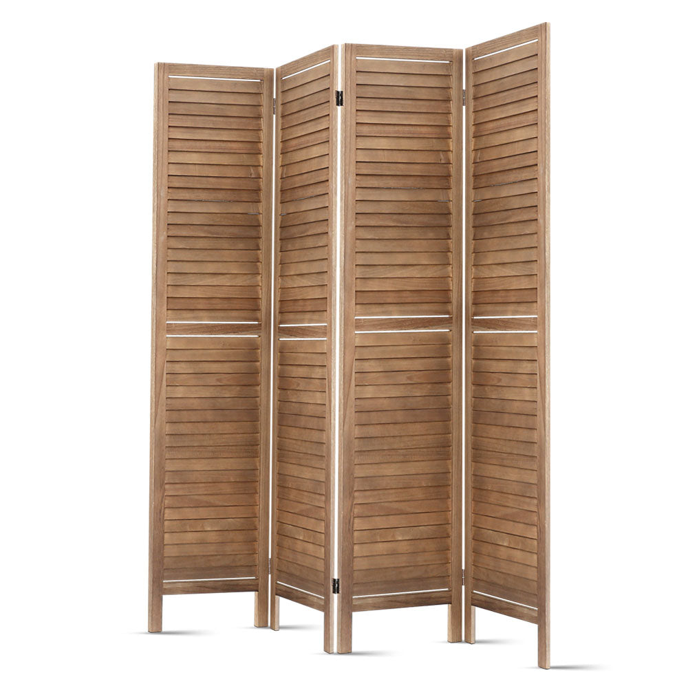 Room Divider Privacy Screen Foldable Partition Stand 4 Panel Brown