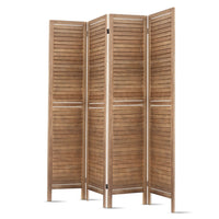 Room Divider Privacy Screen Foldable Partition Stand 4 Panel Brown