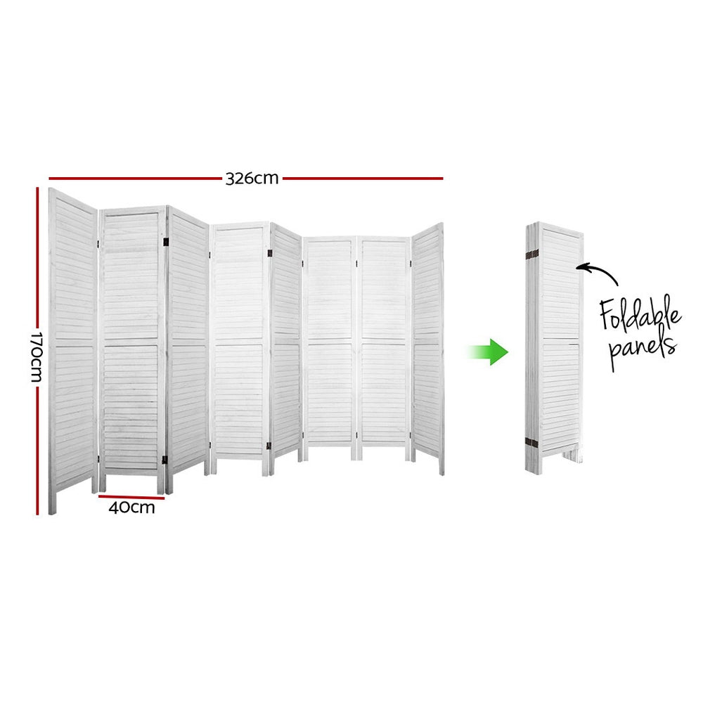 Room Divider Screen 8 Panel Privacy Wood Dividers Stand Bed Timber White