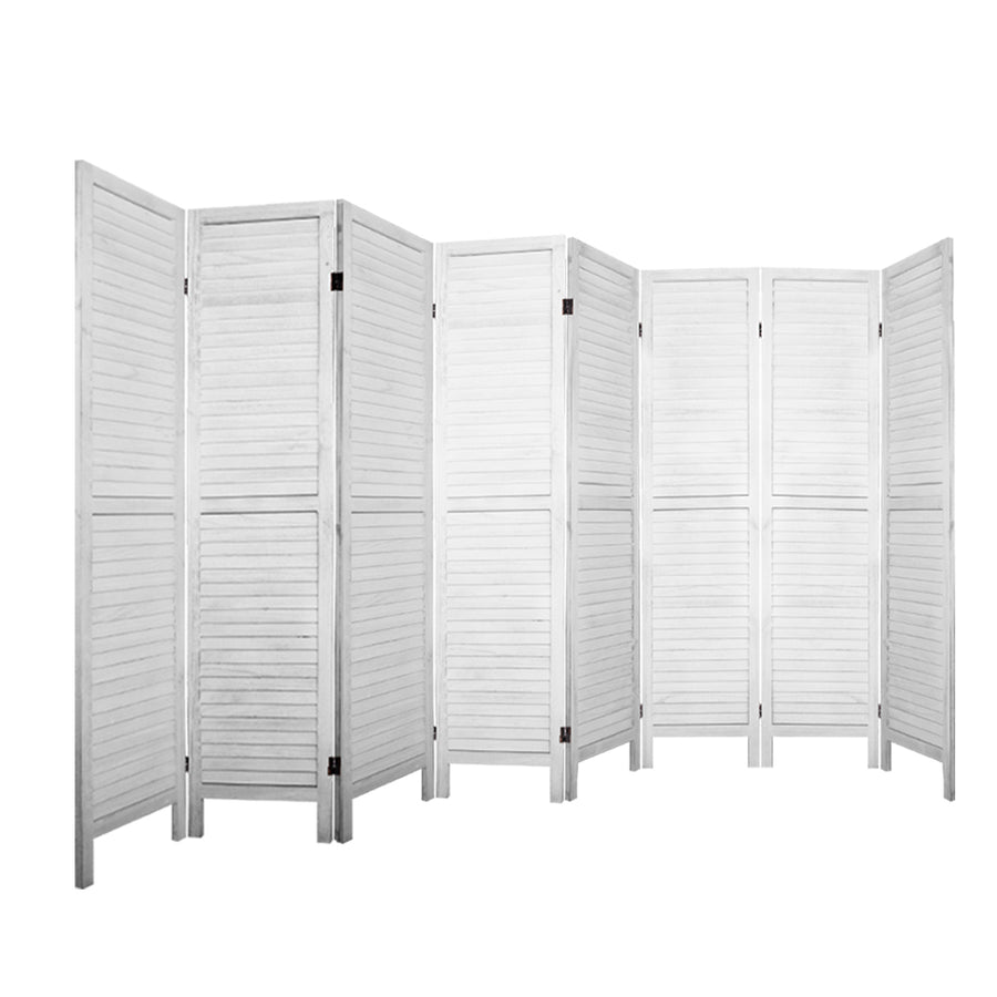 Room Divider Screen 8 Panel Privacy Wood Dividers Stand Bed Timber White