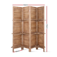 Room Divider Privacy Screen Foldable Partition Stand 4 Panel Brown