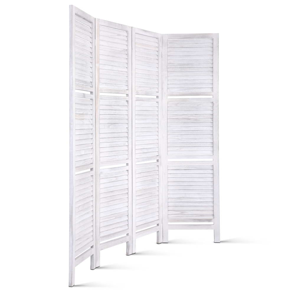 Room Divider Privacy Screen Foldable Partition Stand 4 Panel White