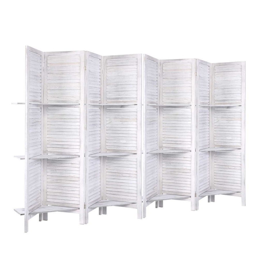 Room Divider Screen 8 Panel Privacy Foldable Dividers Timber Stand Shelf