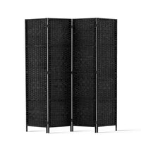 4 Panel Room Divider Screen Privacy Timber Foldable Dividers Stand Black