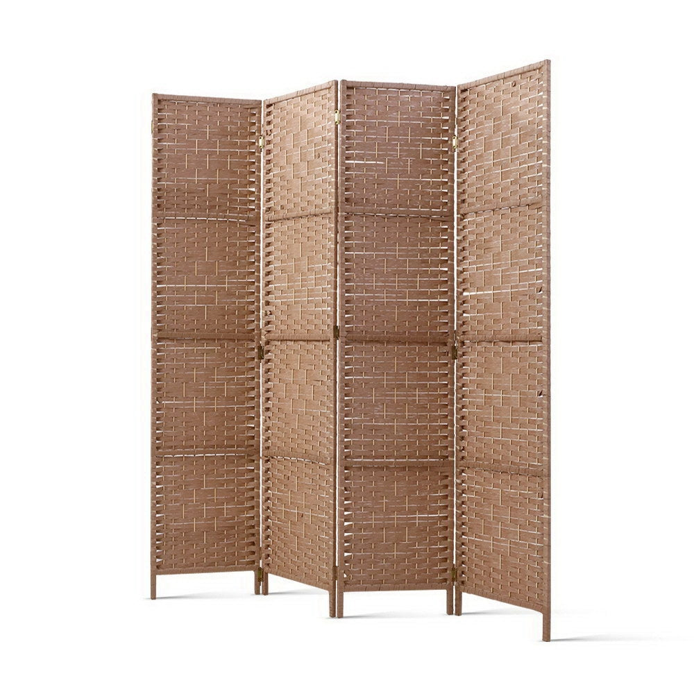 4 Panel Room Divider Screen Privacy Timber Foldable Dividers Stand Natural