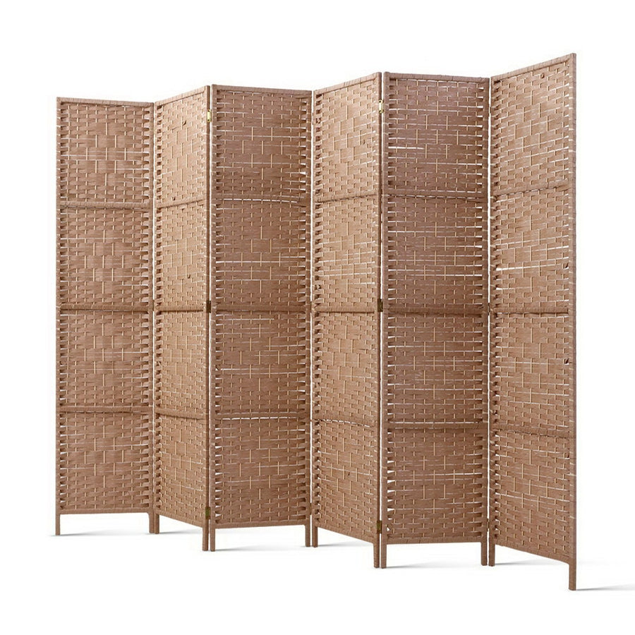 6 Panel Room Divider Screen Privacy Timber Foldable Dividers Stand Natural