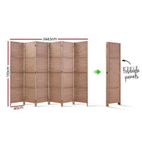 6 Panel Room Divider Screen Privacy Timber Foldable Dividers Stand Natural