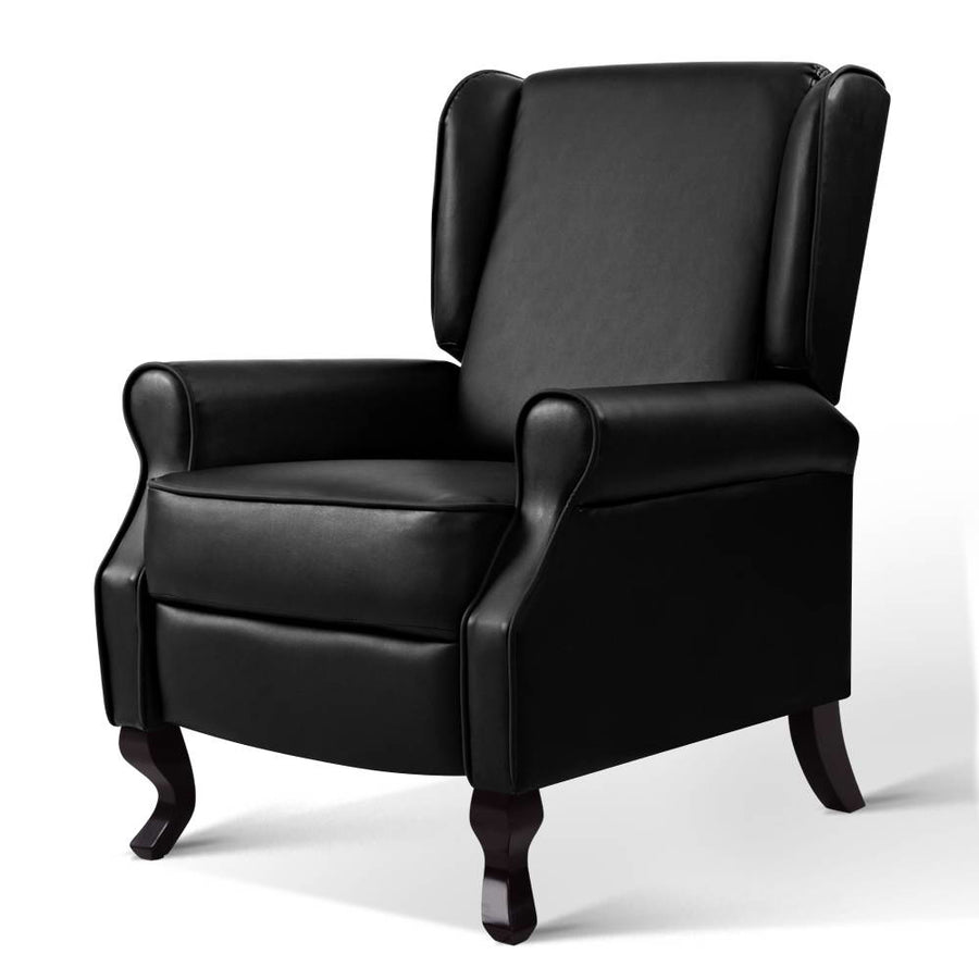 Recliner Chair Sofa Armchair Lounge Black Leather