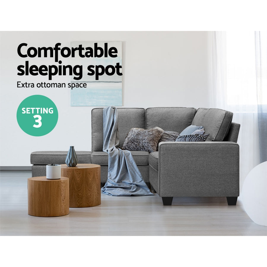4 Seater Sofa Lounge Set - Fabric Grey