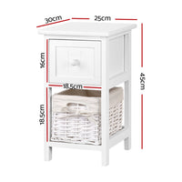 Bedside Table 2pc - White