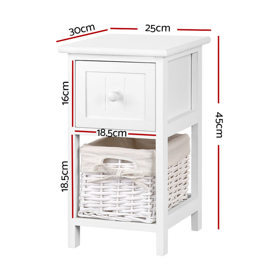 Bedside Table 2pc - White