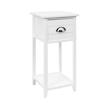 Bedside Table Nightstand Drawer Storage Cabinet Lamp Side Shelf White