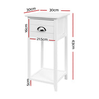 Bedside Table Nightstand Drawer Storage Cabinet Lamp Side Shelf White