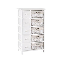 5 Basket Storage Drawers - White