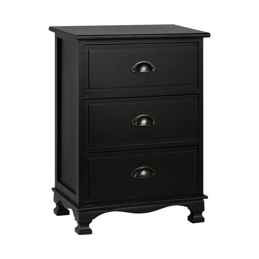 Vintage Bedside Table Chest Storage Cabinet Nightstand Black