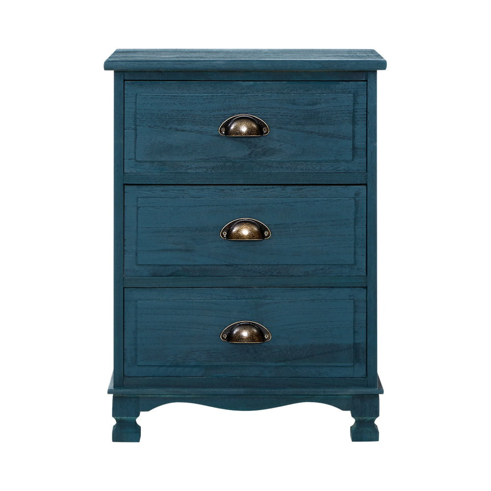 Bedside Tables Drawers Side Table Cabinet Vintage Blue Storage Nightstand